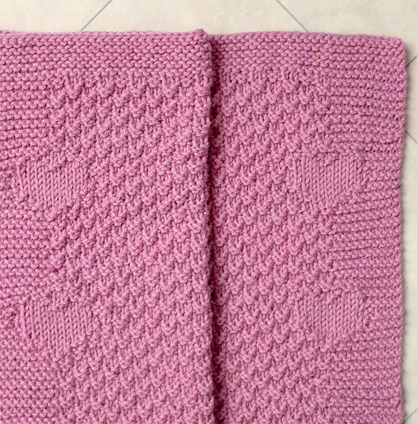 Knitting Pattern for 4 Row Repeat Baby Heart Blanket