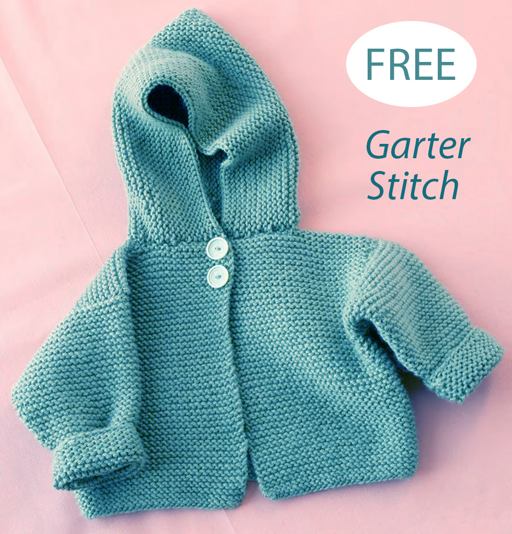 Free Knitting Pattern Garter Stitch Baby Hoodie Jacket 