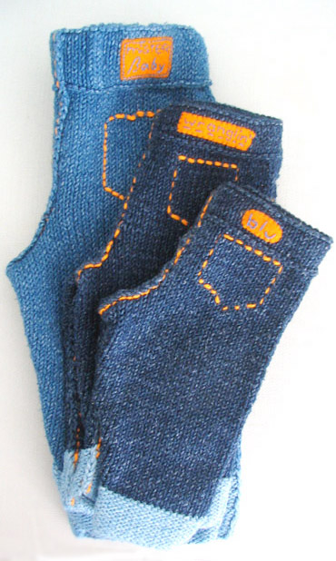 Free knitting pattern for Blue baby jeans