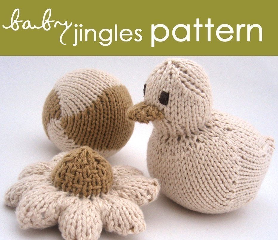 Knitting Pattern for Duck, Daisy, and Dot Baby Jingles Rattles