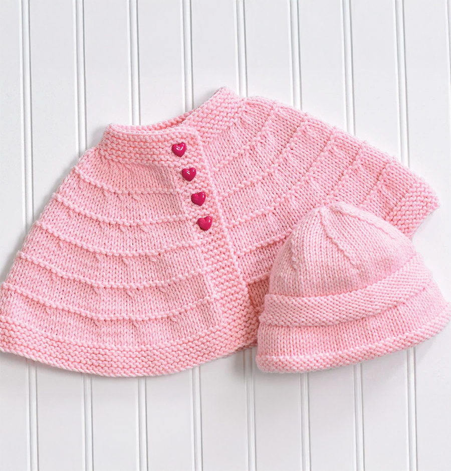 Poncho Knitting Patterns Baby Poncho and Hat