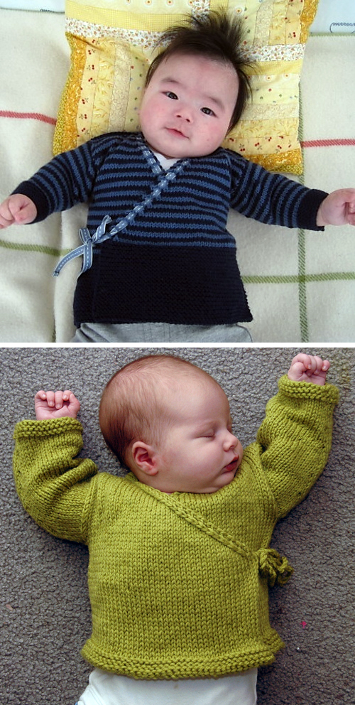 Free Knitting Pattern for Baby Sachiko Kimono Sweater