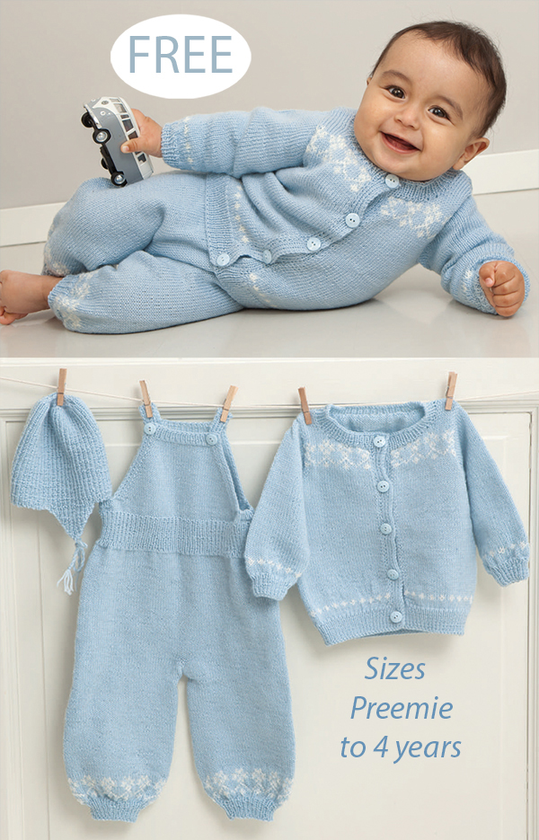 Free Blue Baby Layette Set Knitting Pattern