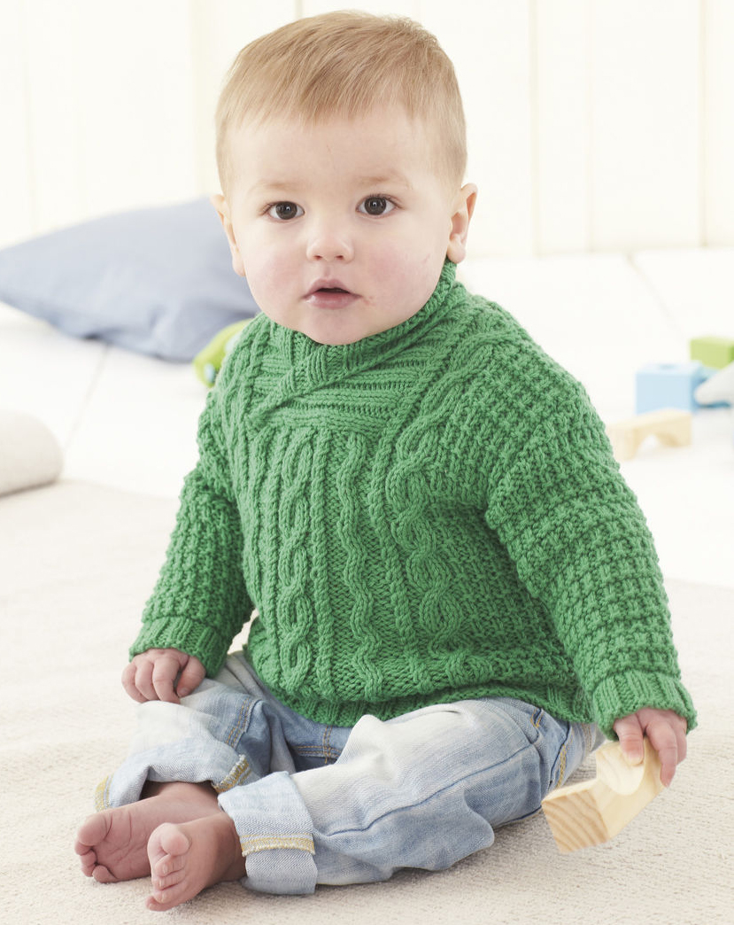 Baby Shawl Neck and Round Neck Sweaters Knitting Pattern