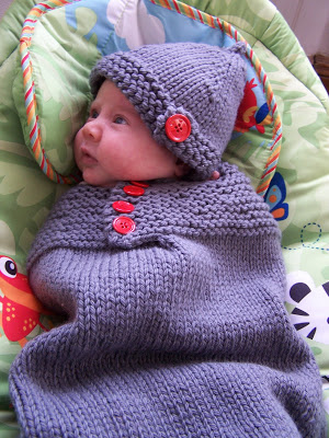 Free knitting pattern for Baby Snuggle sleep sack and hat and more baby cocoon knitting patterns