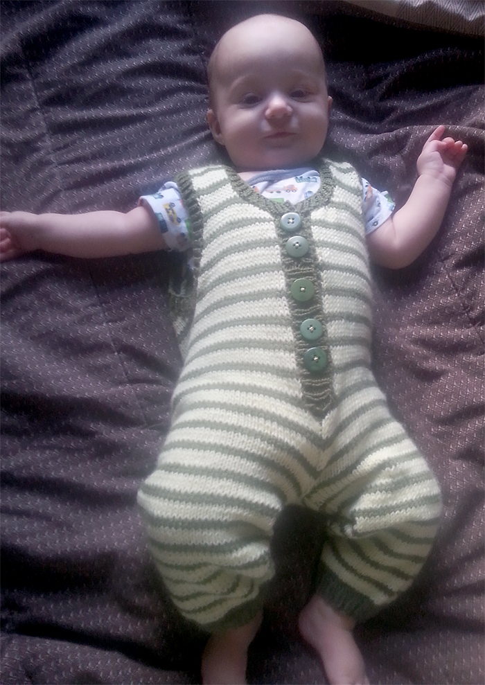 Free Knitting Pattern for Baby Stripe Dungarees