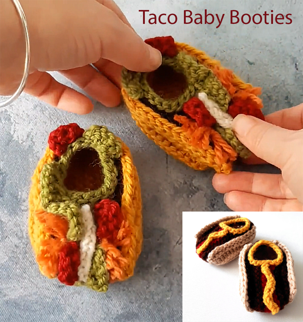 Taco Baby Bootees Knitting Pattern