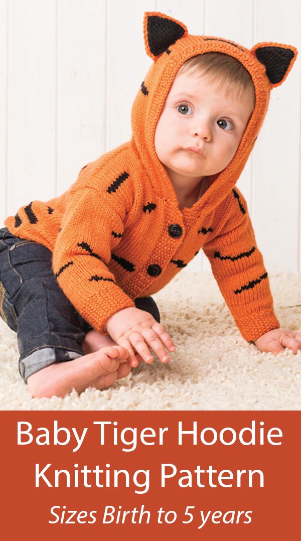 Baby Tiger Hoodie Knitting Pattern Baby Cardigan