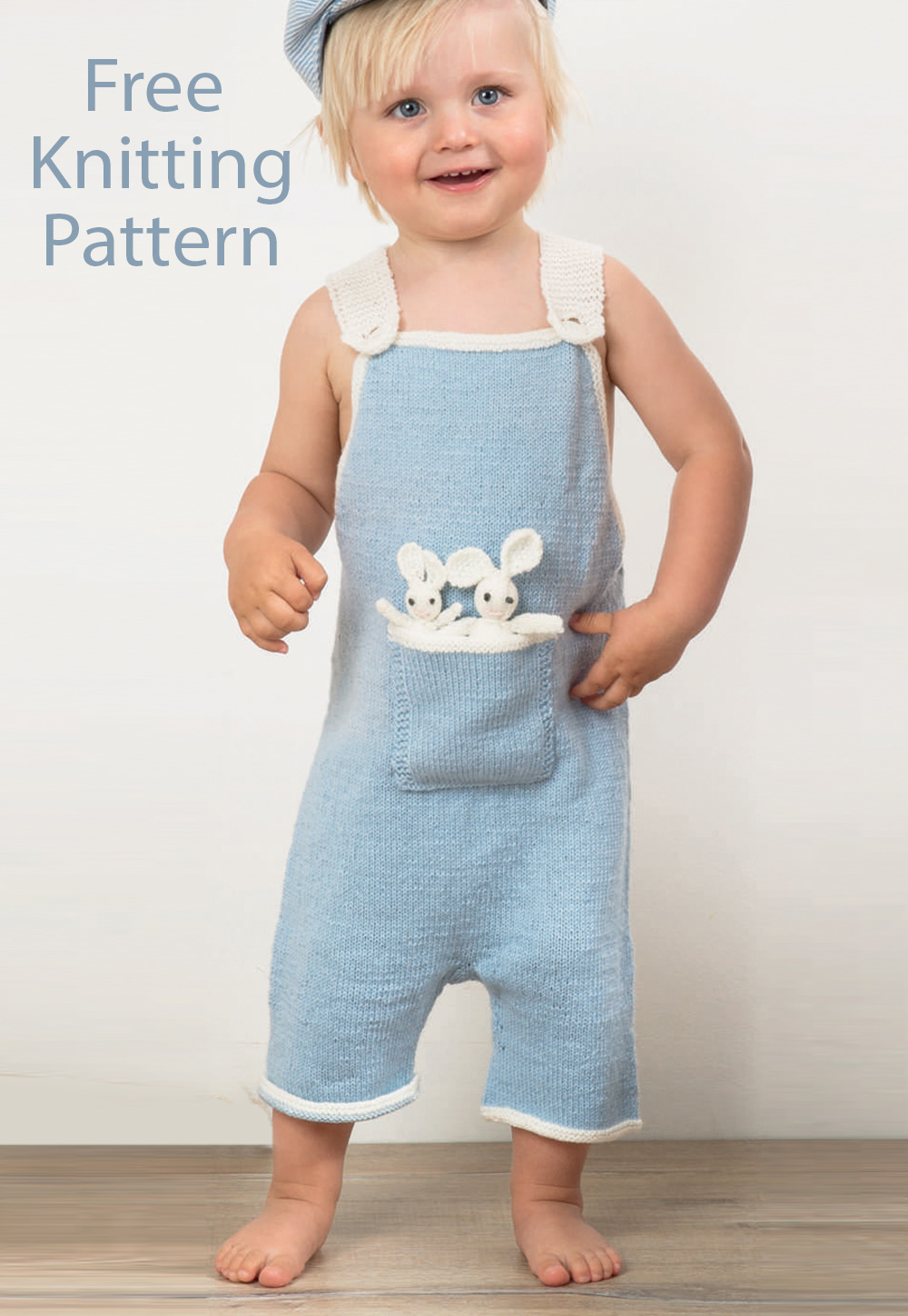 Free Knitting Pattern Baby Overalls Onesie with Bunny