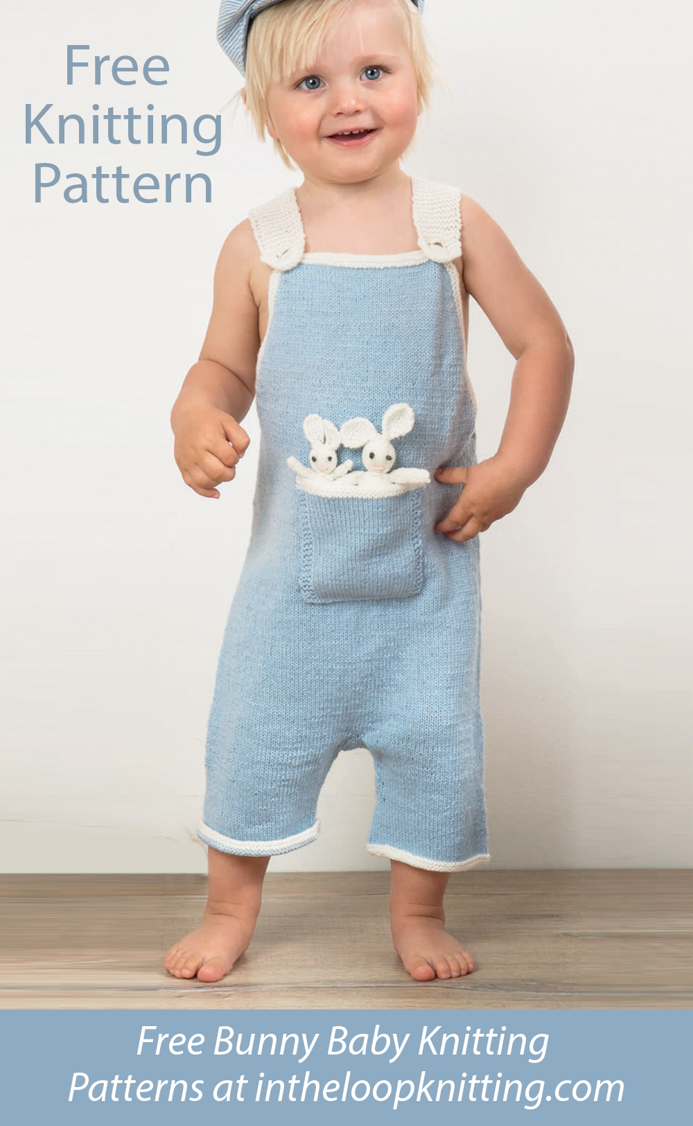 Free Knitting Pattern Baby Overalls Onesie with Bunny