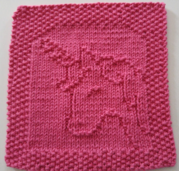 Free Knitting Pattern for Baby Unicorn Cloth and Bib