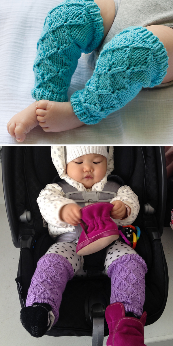 Free Knitting Pattern for Baby's Diamond Legwarmers