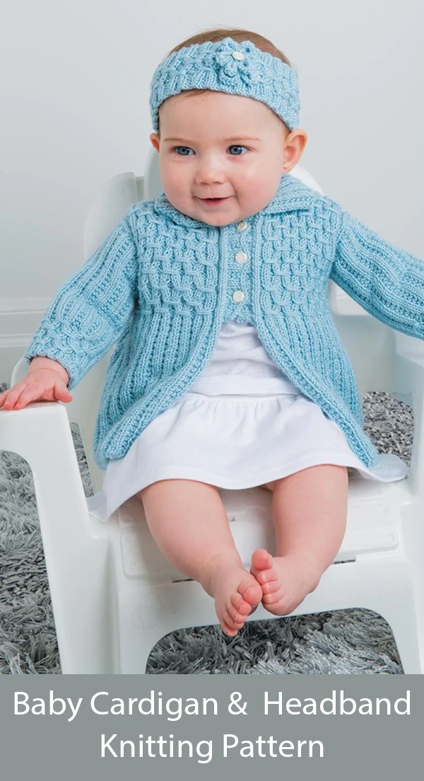 Baby's Smocked Cardigan and Headband Knitting Pattern