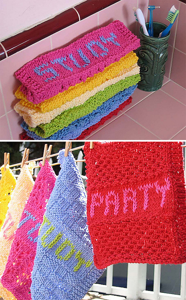 Free Knitting Pattern for Back to School Wash Cloths