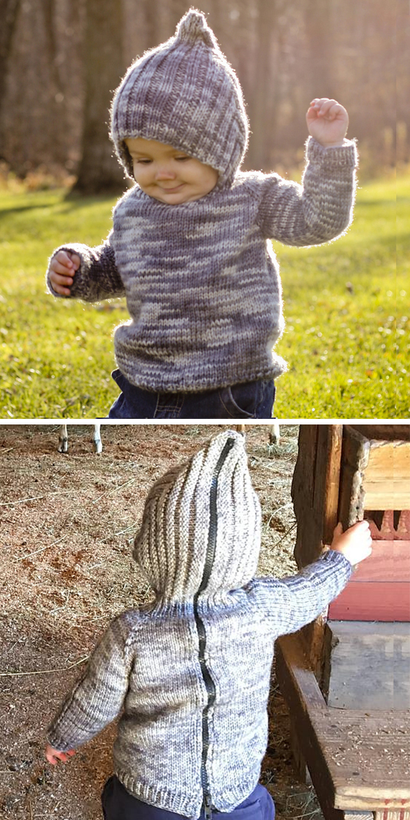 Free Knitting Pattern for Back Zip Hoodie