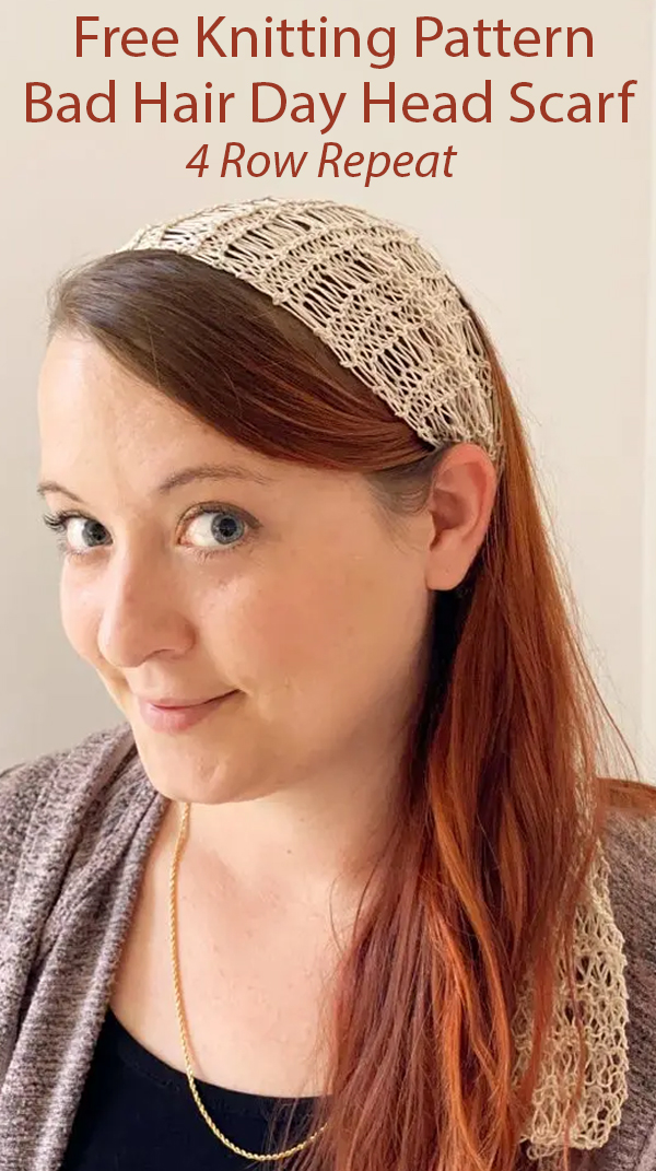 Free Knitting Pattern for Bad Hair Day Head Scarf