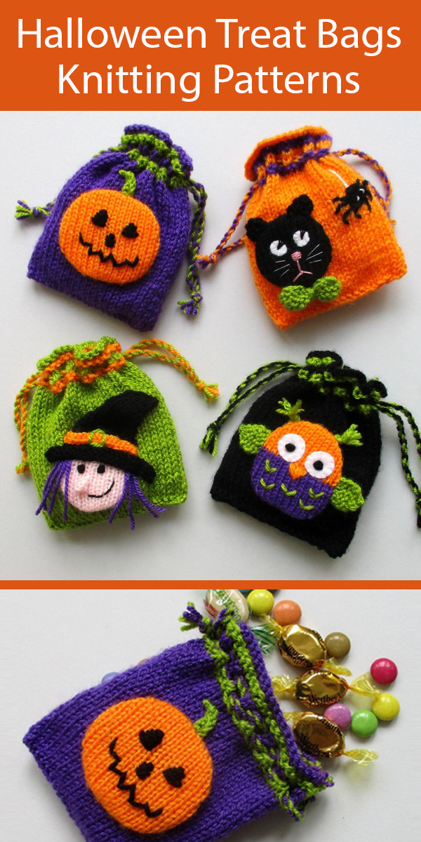 Halloween Knitting Pattern for Halloween Treat Bags