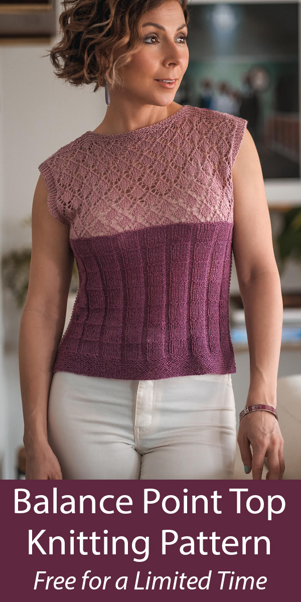 Balance Point Tank Top Knitting Pattern Free for a Limited Time 
