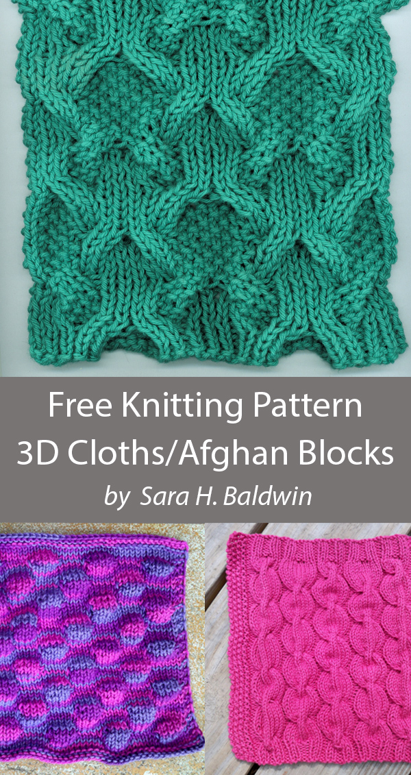 Free Dishcloths or Afghan Block Knitting Patterns Reversibly Cabled Dishcloth, Bubble Bobble Cloth, Train Wheels Dishcloth 