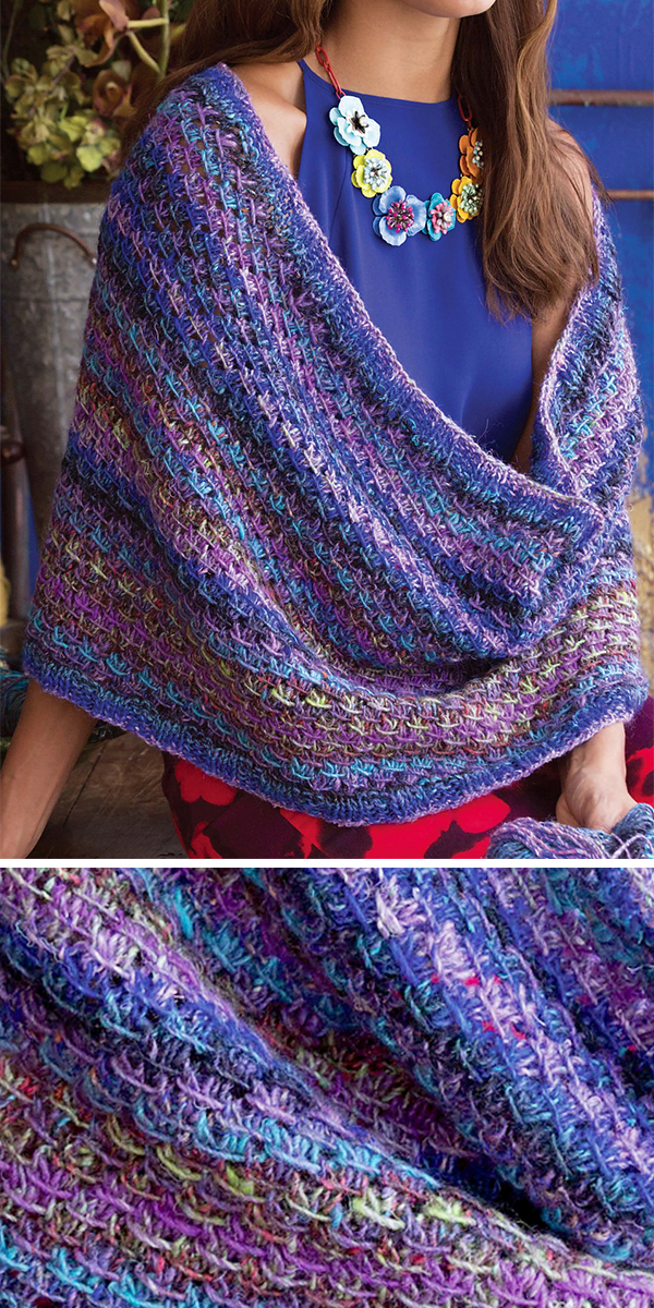 Knitting Pattern for Bamboo-Stitch Shoulder Wrap