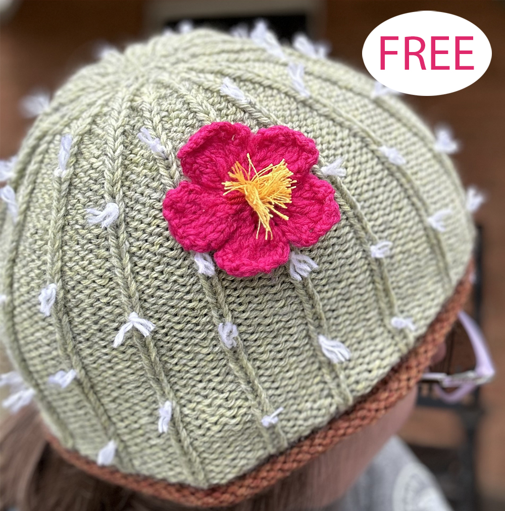 Barrel Cactus Beanie Hat Free Knitting Pattern