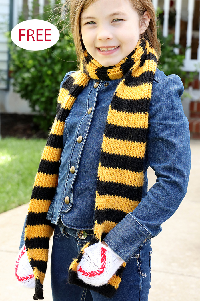 Free Baseball Scarves Pocket Shawl Knitting Pattern