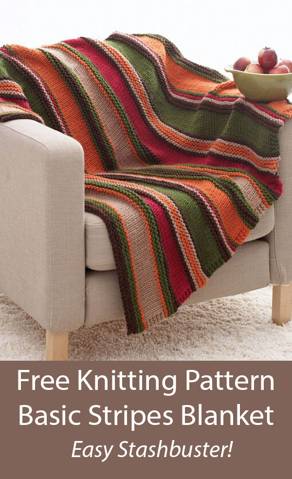 Basic Stripes Blanket Free Knitting Pattern Easy Beginner Stashbuster