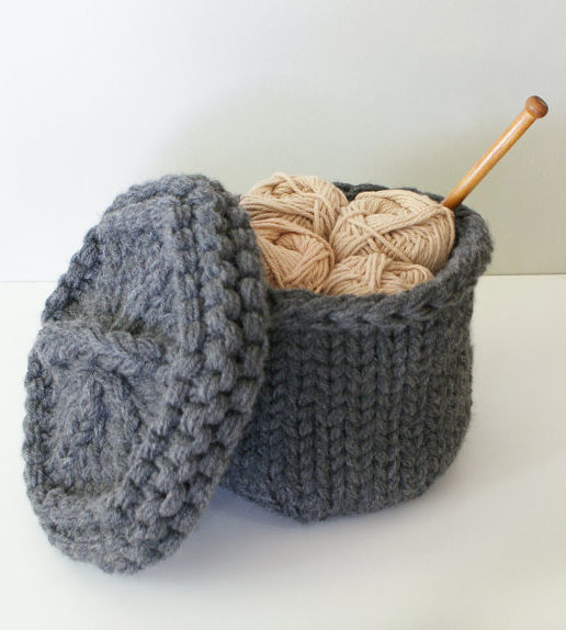 Knitting Pattern for Baskets With Lids