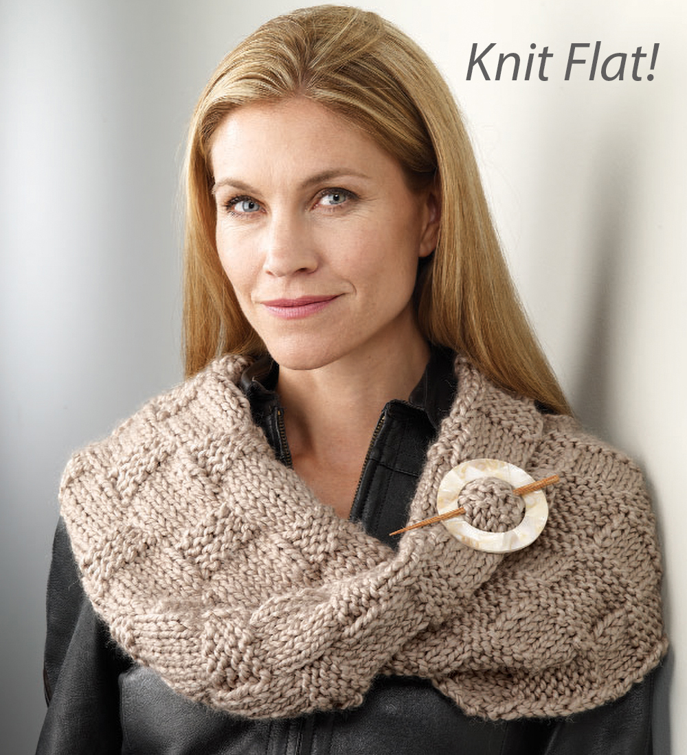 Free Beginner Knitting Pattern Basketweave Collar Cowl