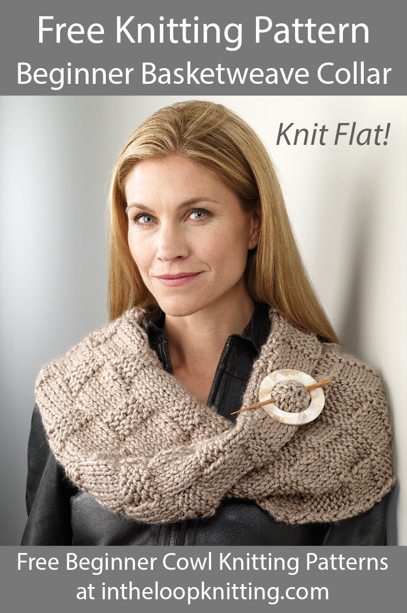 Free Beginner Knitting Pattern Basketweave Collar Cowl