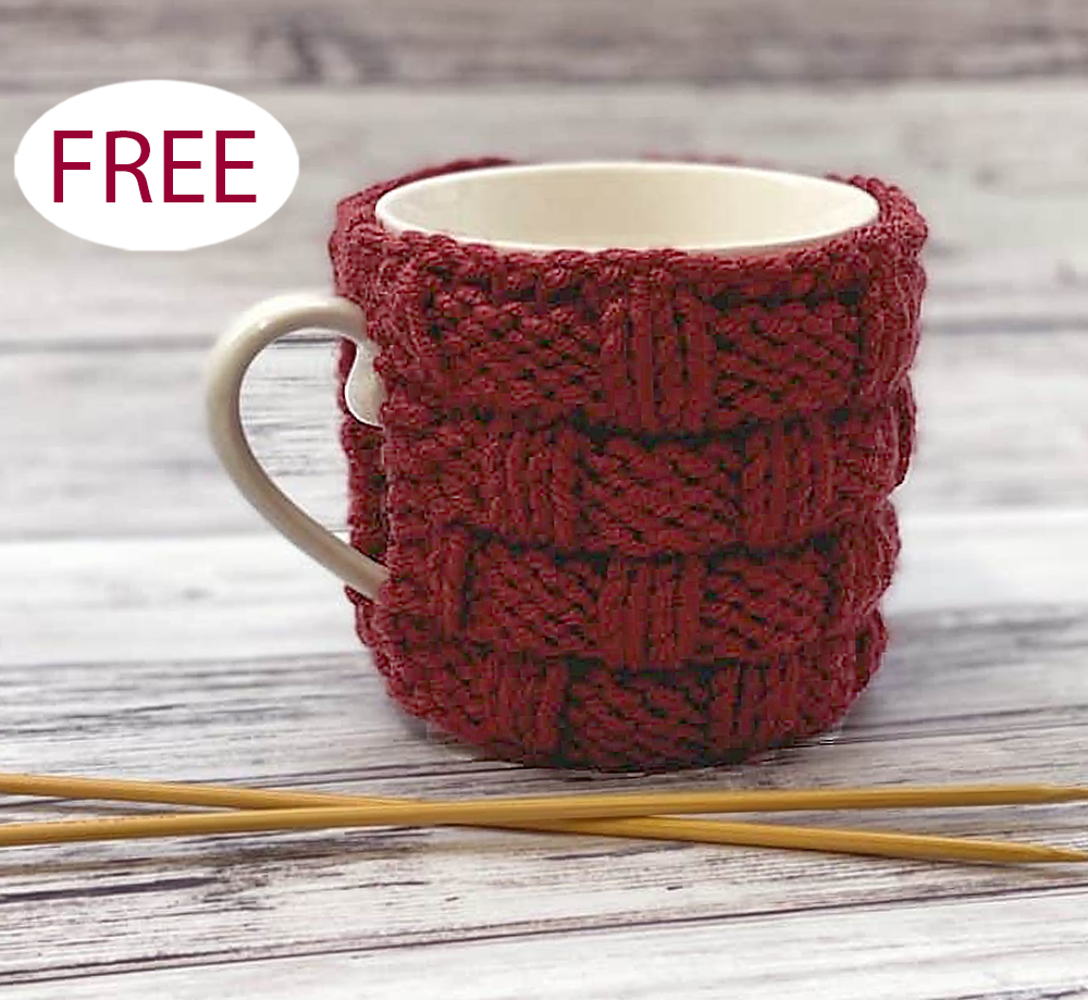 Free Basketweave Mug Cozy Knitting Pattern 