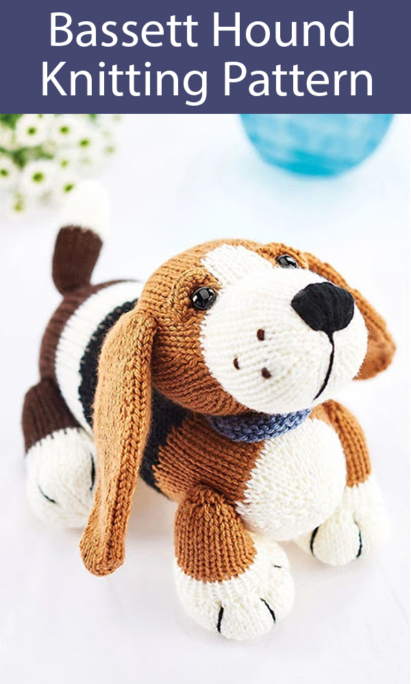Knitting Pattern for Basset Hound by Amanda Berry. Kit Also Available