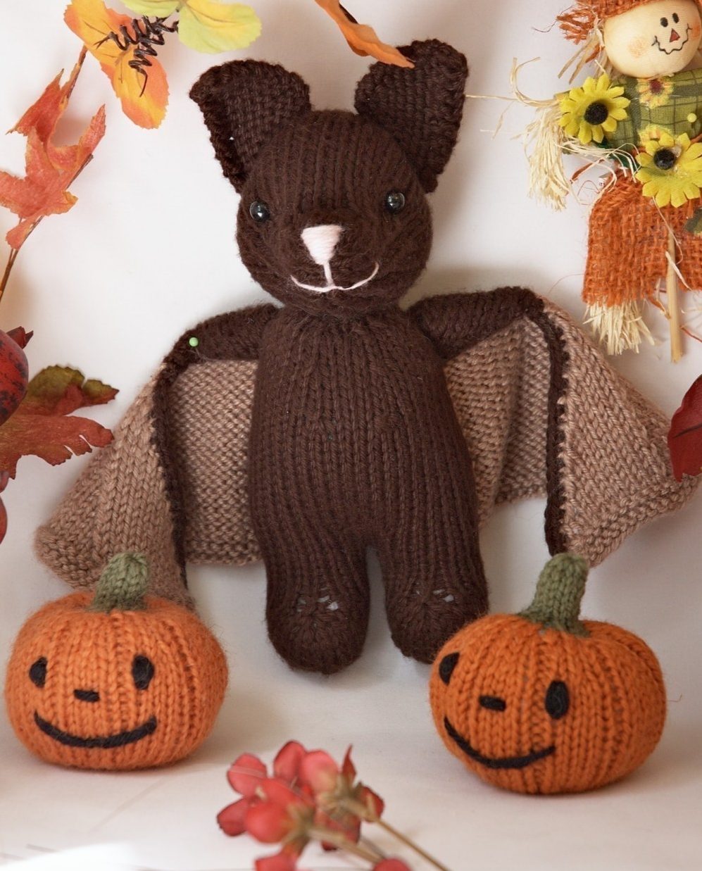 Knitting Pattern for Bat and Jack O' Lantern