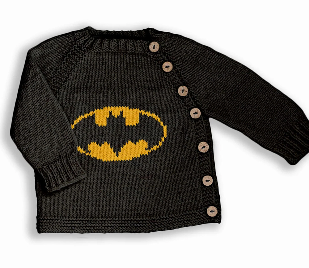 Knitting Patterns Bat Superhero Cardigan
