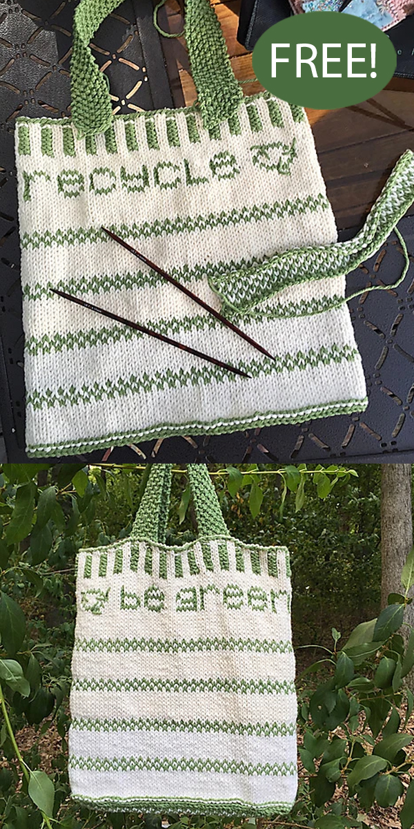 Free Tote Knitting Pattern Be Green! Recycling Tote Bag