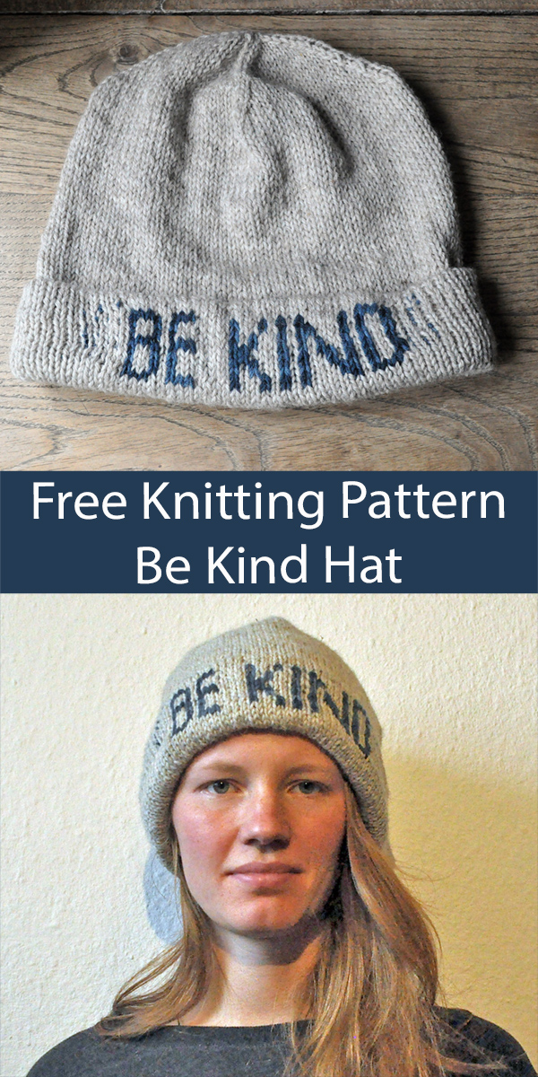 Free Hat Knitting Pattern Be Kind Hat