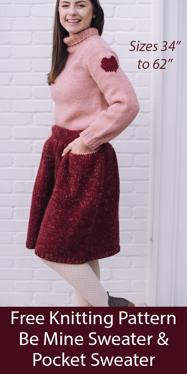Be Mine Heart Sweater and Pocket Skirt Free Knitting Pattern