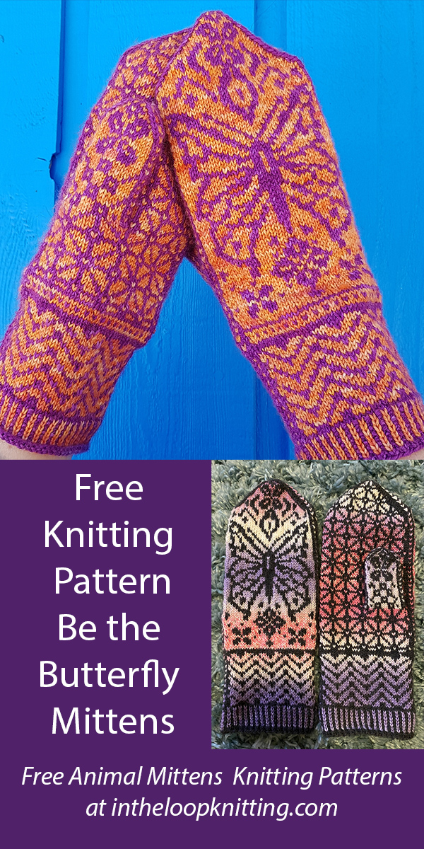 Free Butterfly Mittens Knitting Pattern