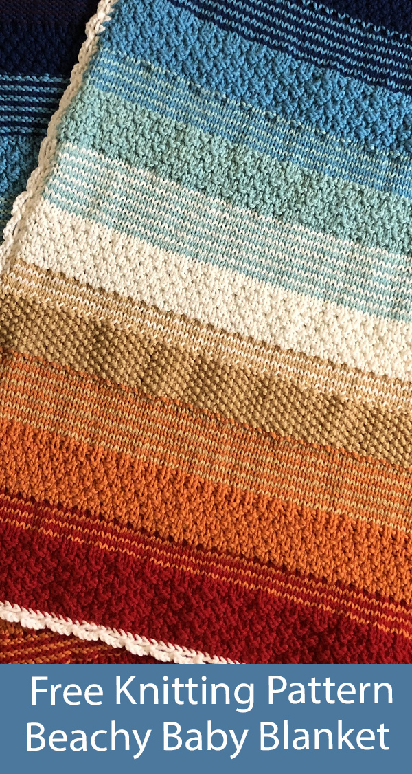 Free Blanket Knitting Pattern Stashbuster Beach Colors Baby Blanket