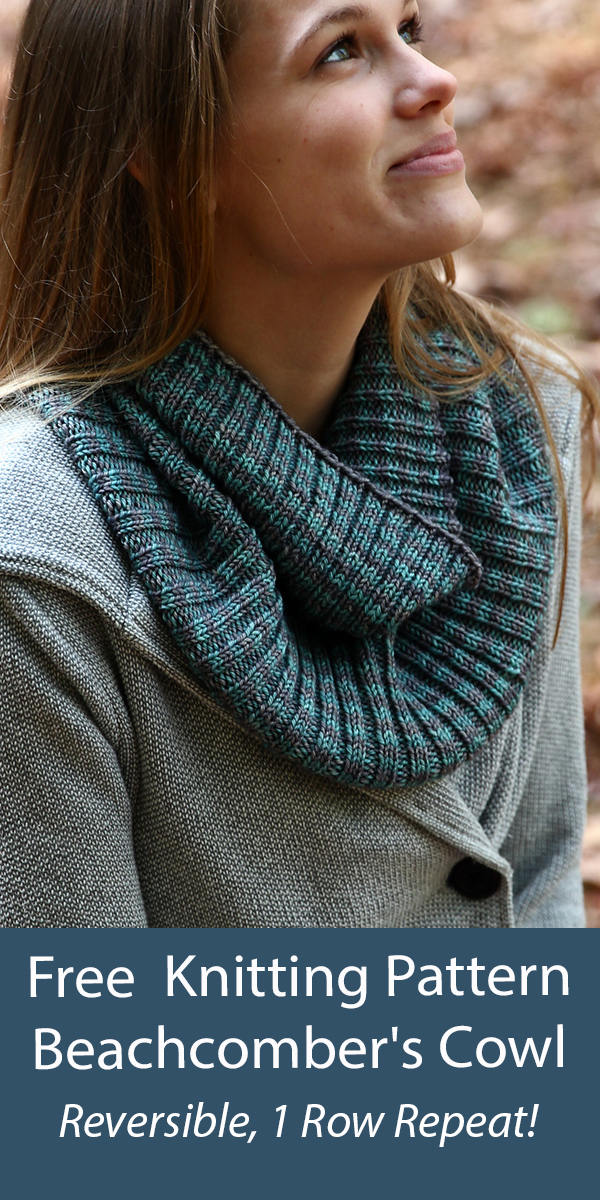 Free Beachcomber's Cowl Knitting Pattern Reversible 1 Row Repeat