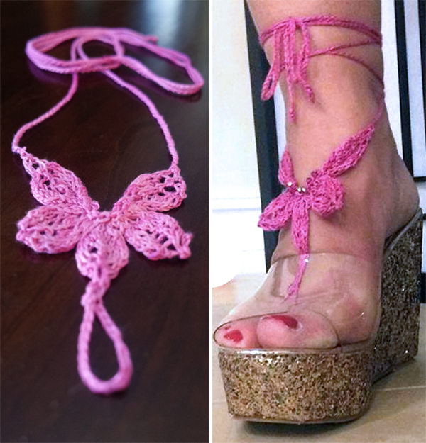 Free Knitting Pattern for Beaded Barefoot Sandals