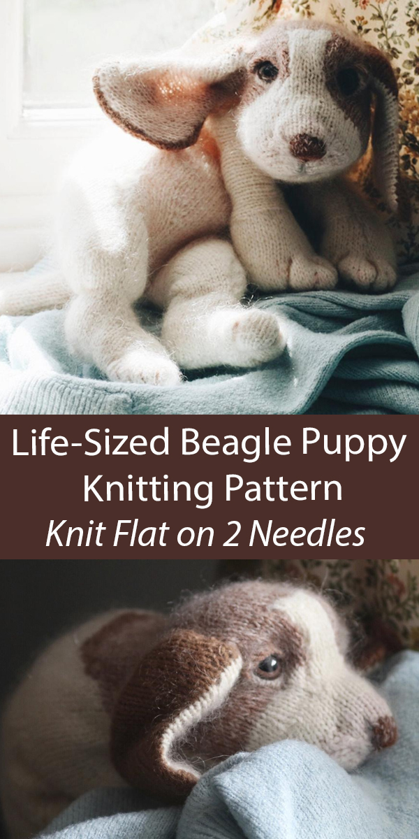 Beagle Puppy Knitting Pattern Toy Knit Flat