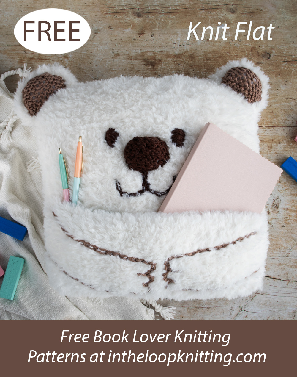 Free Bear Book Cushion Knitting Pattern