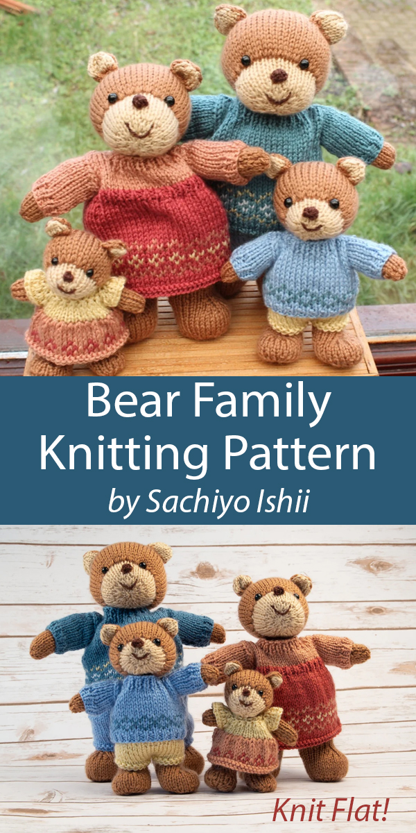 Knitting Pattern for Teddy Bear Family Softie Toys.