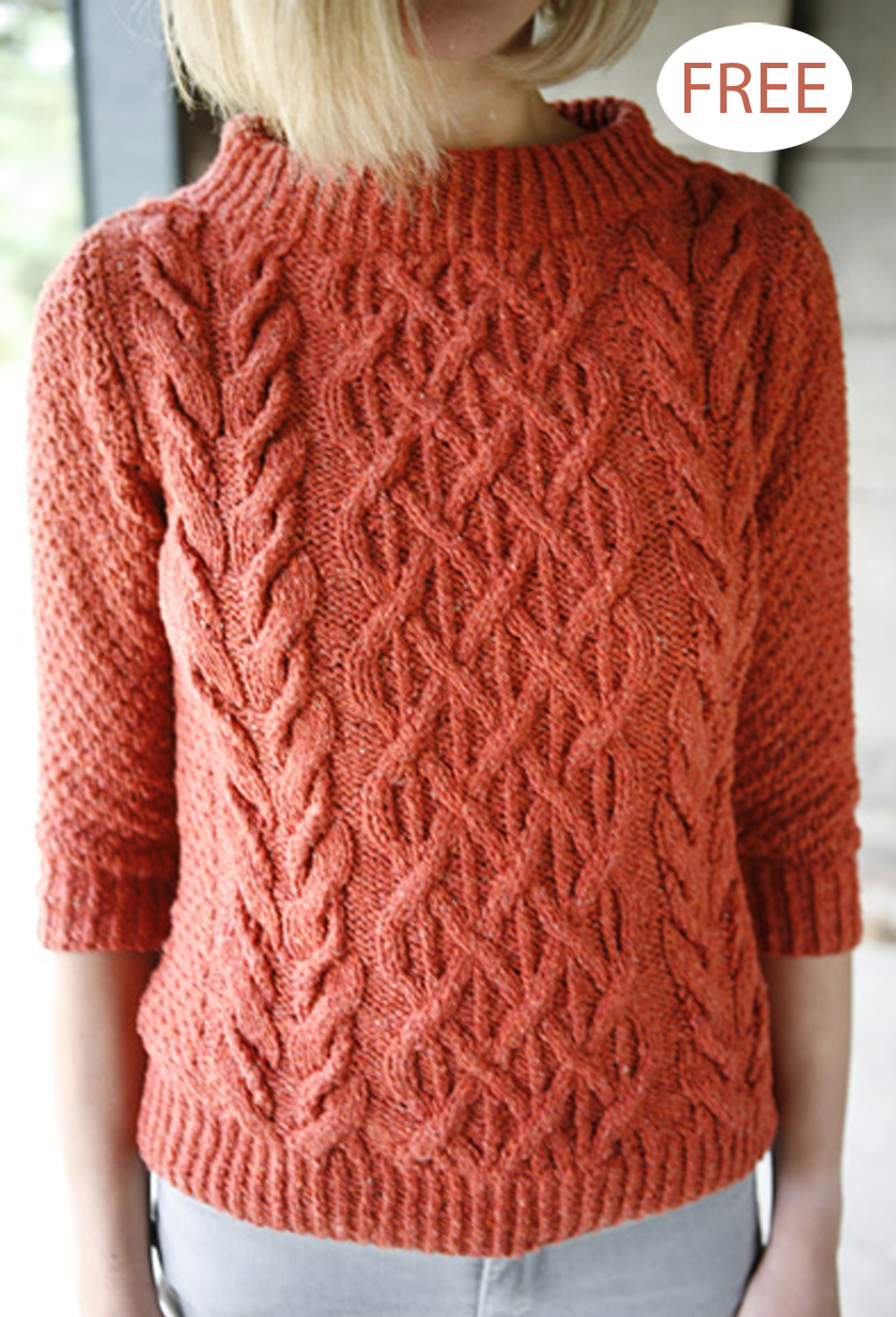 Free Knitting Pattern for Beatnik Cabled Sweater by Norah Gaughan 