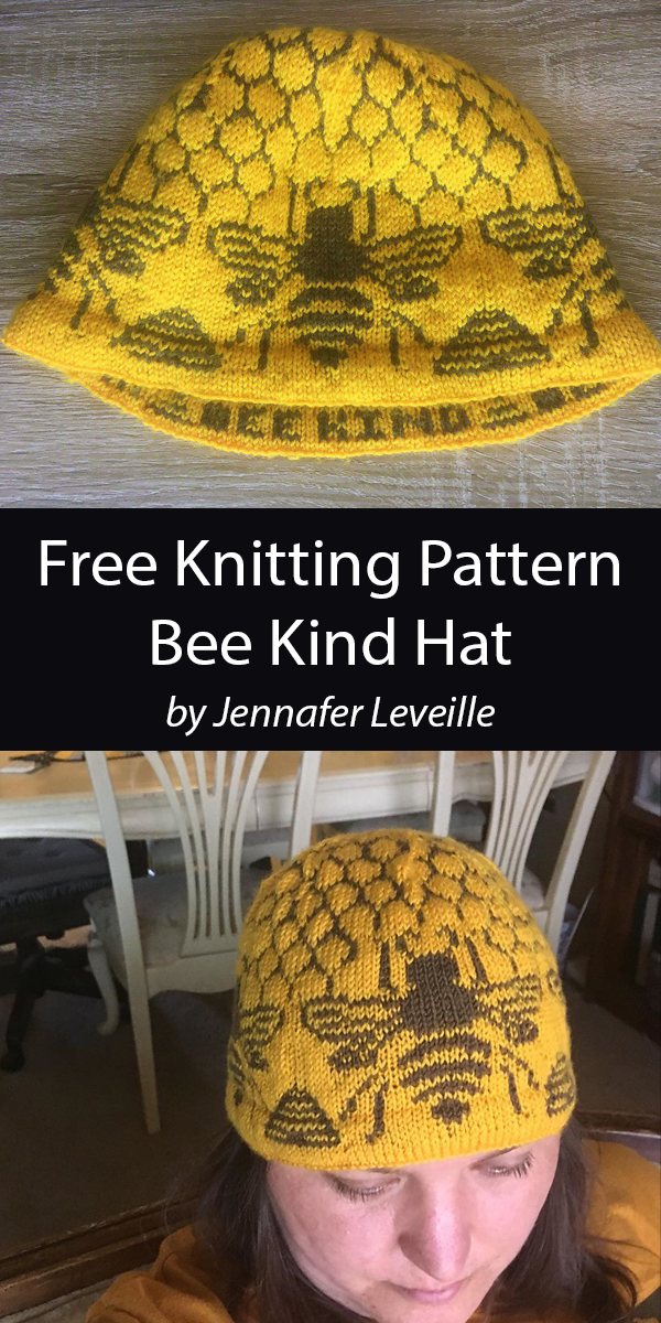 Bee Kind Hat Free Knitting Pattern