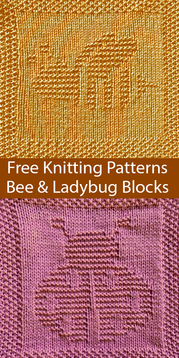 Free Bee and Ladybug Cloth or Blocks Knitting Patterns