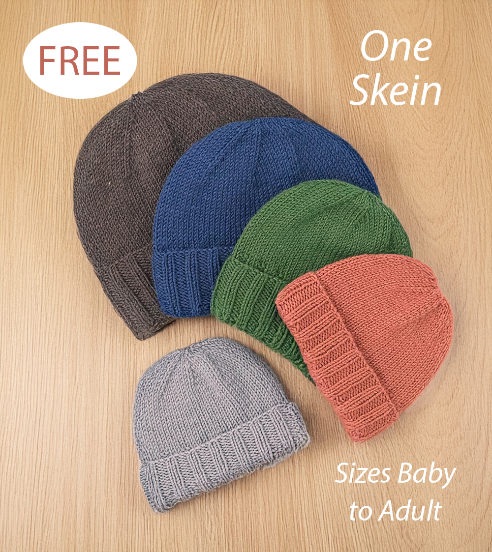 Free One Skein Beginners Beanie Hat Knitting Pattern