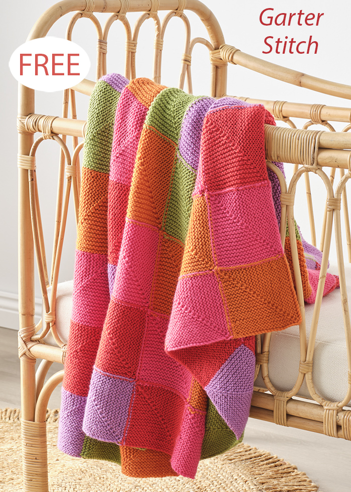 Baby Garter Stitch Bella Baby Squares Blanket Free Knitting Pattern Garter Stitch