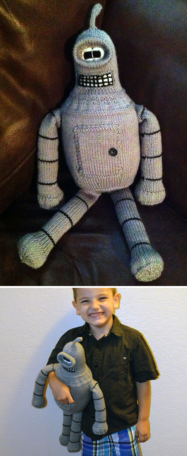 Free knitting pattern for Bender Robot Softie